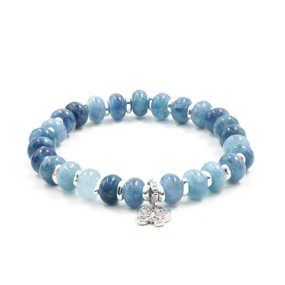 Bracciale Elastico in giada azzurra e charms