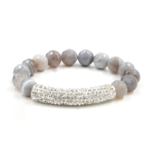 Bracciale Elastico in agata botswana e zirconi