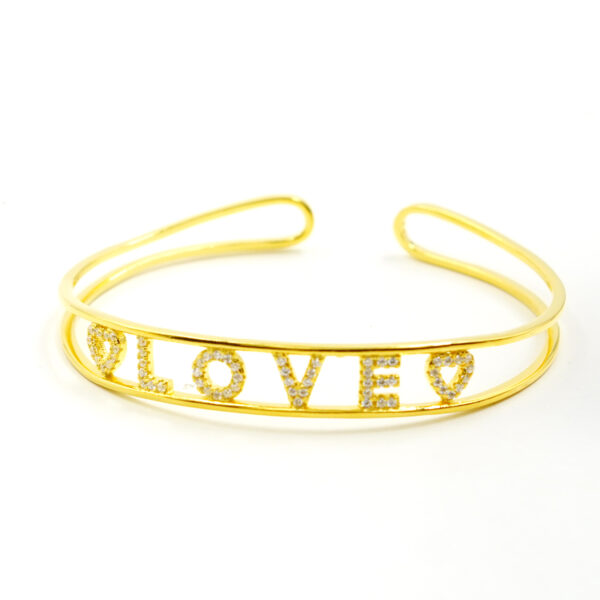 Bracciale Argento Love con zirconi – Dorato