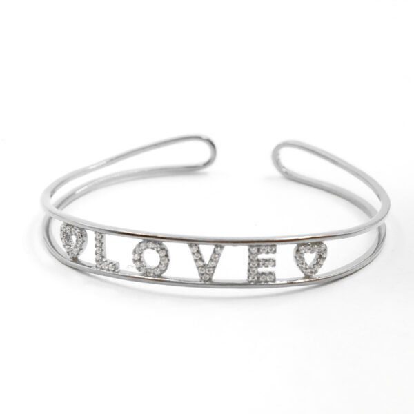 Bracciale Argento Love con zirconi - Rodiato