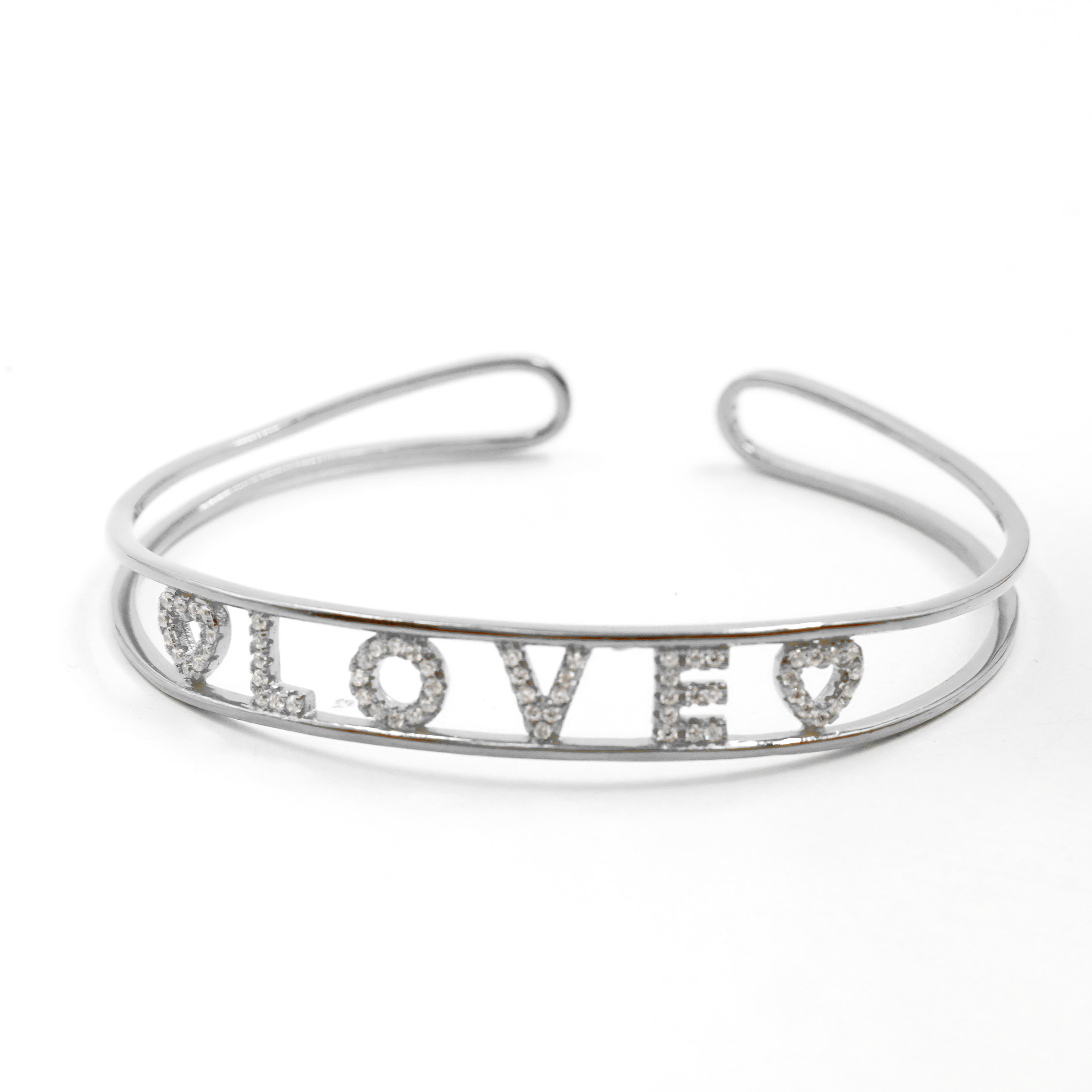 Bracciale Argento Love con zirconi - Rodiato