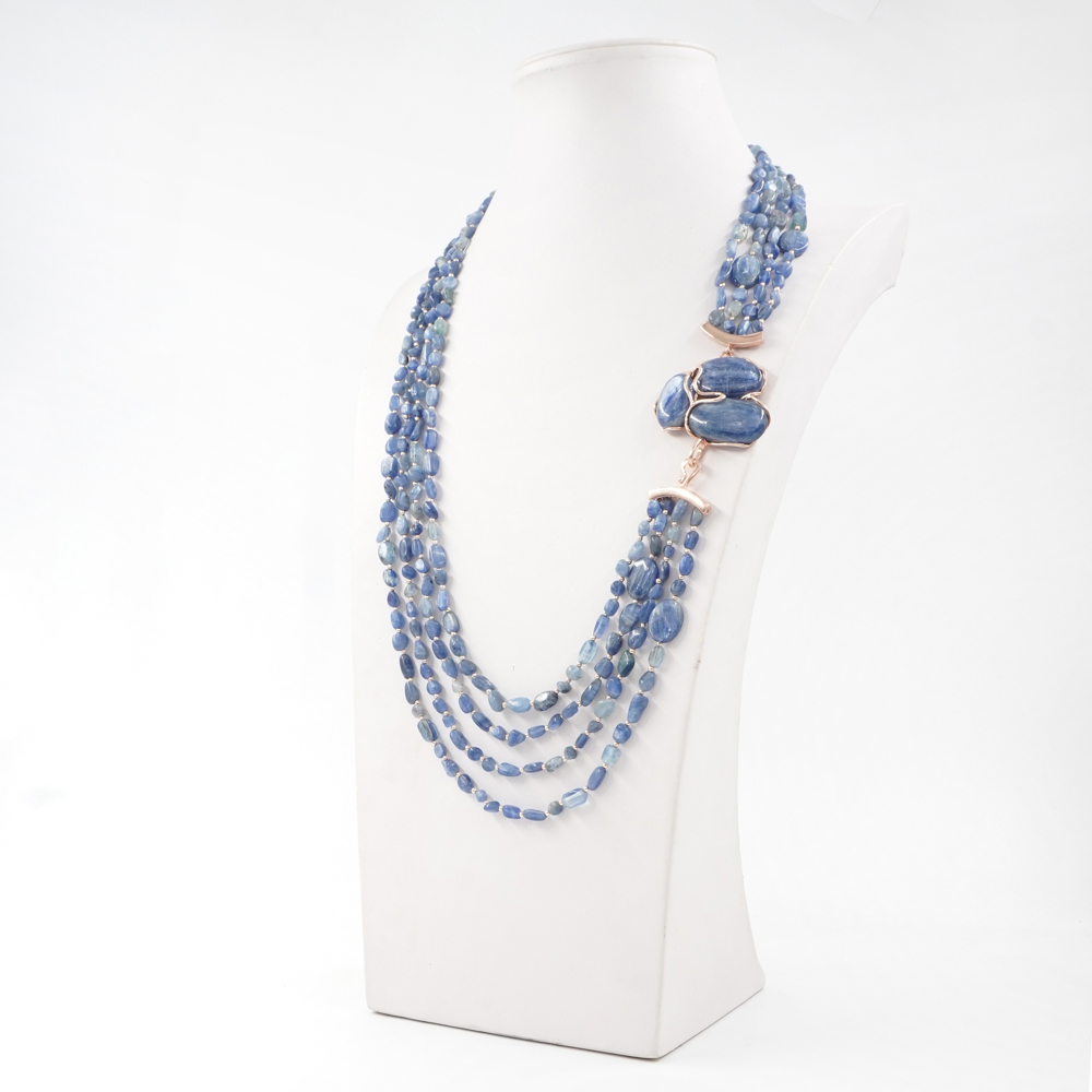Collana in cianite, chiusura argento rosè - immagine 2