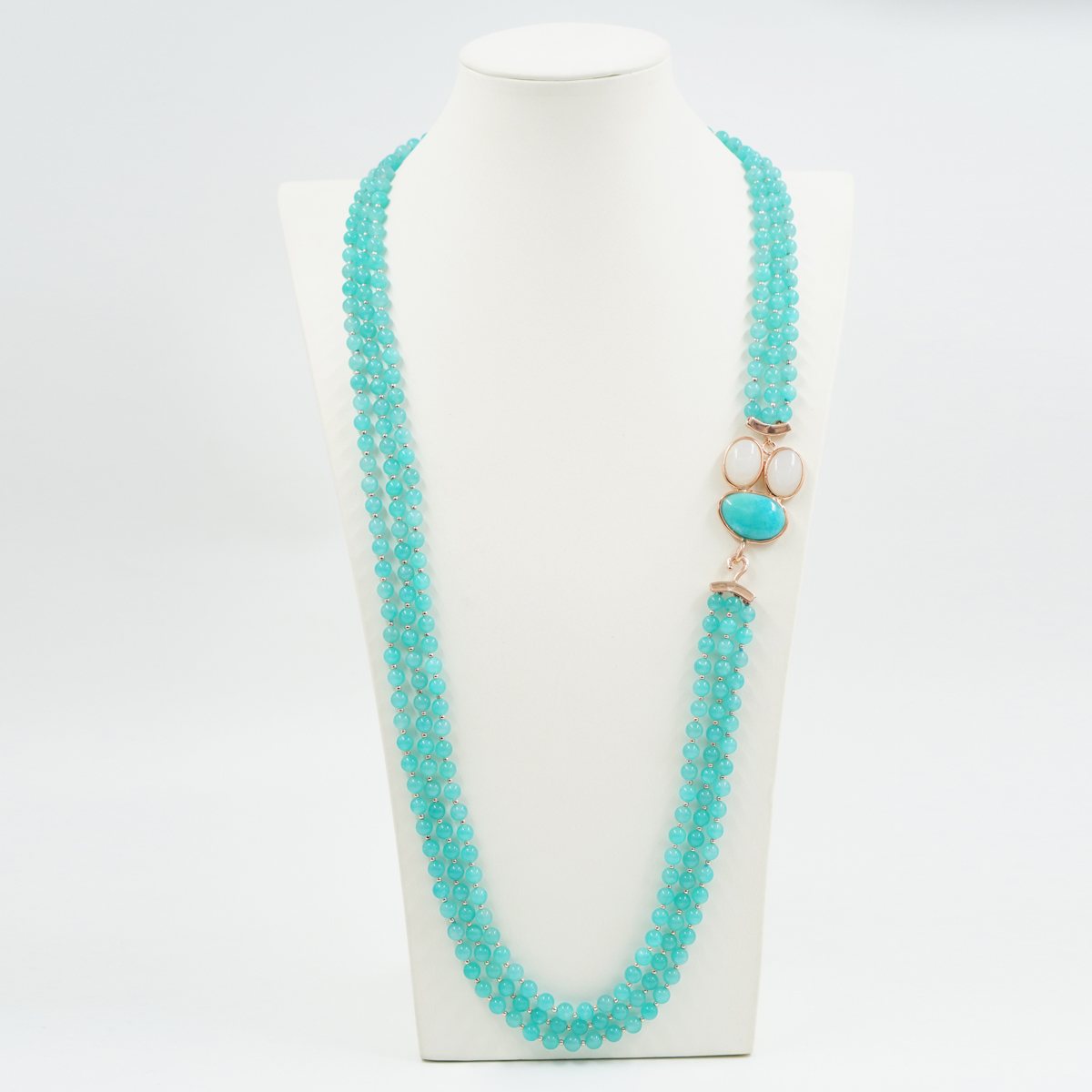 Collana in Amazzonite, chiusura argento rosè