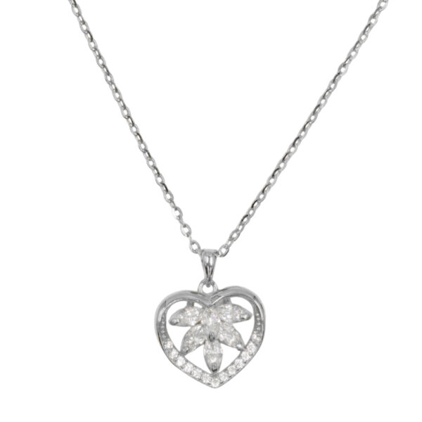 Collana Argento cuore con zirconi - Rodiato