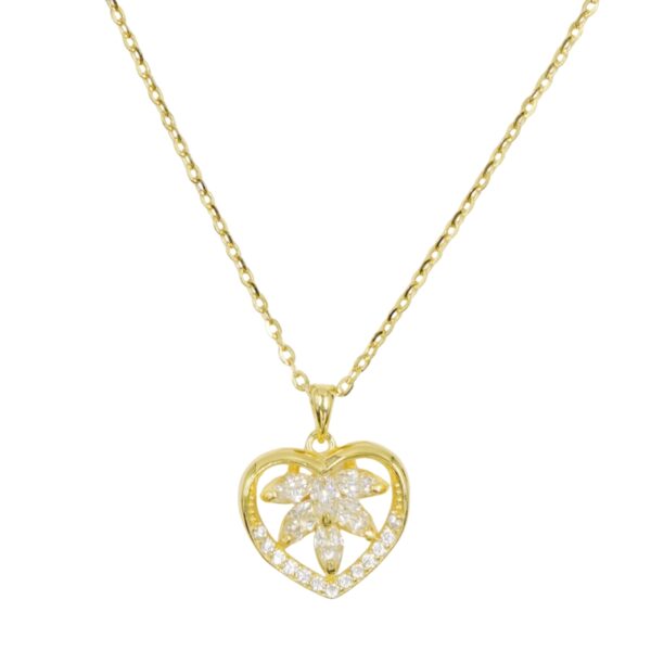 Collana Argento cuore con zirconi - Dorato