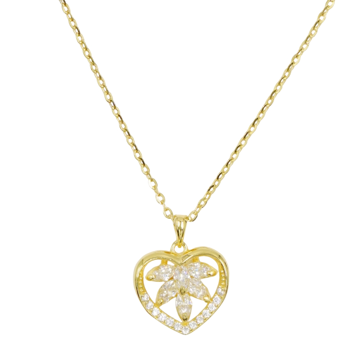 Collana Argento cuore con zirconi - Dorato