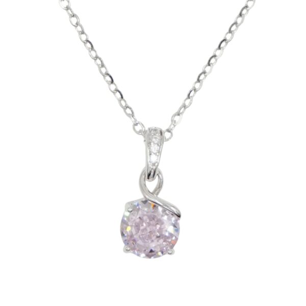 Collana Argento con zircone rosa - Rodiato