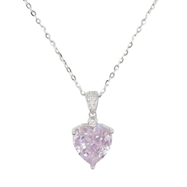 Collana Argento con cuore zircone rosa - Rodiato