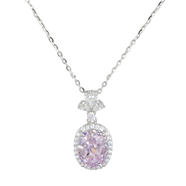 Collana Argento con cuore zircone rosa - Rodiato