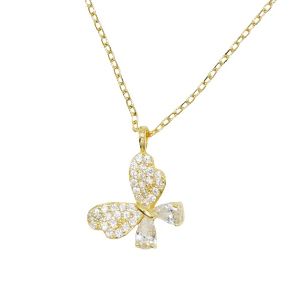 Collana Argento farfalla con zirconi – Dorato