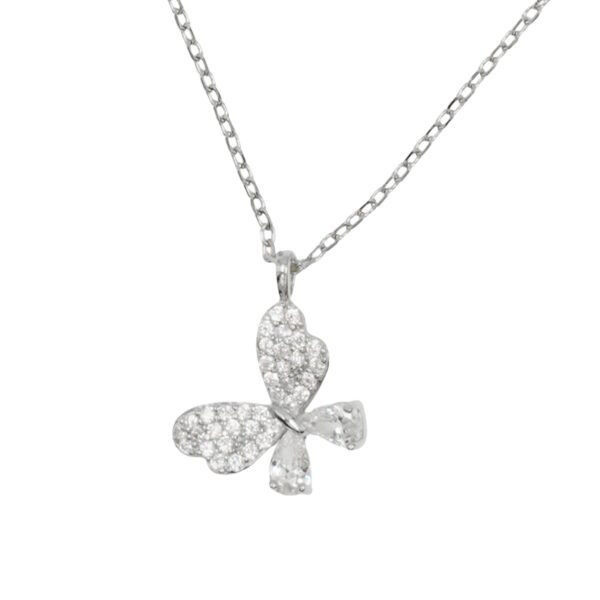 Collana Argento farfalla con zirconi - Rodiato