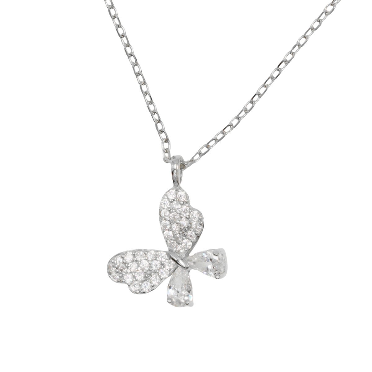 Collana Argento farfalla con zirconi - Rodiato