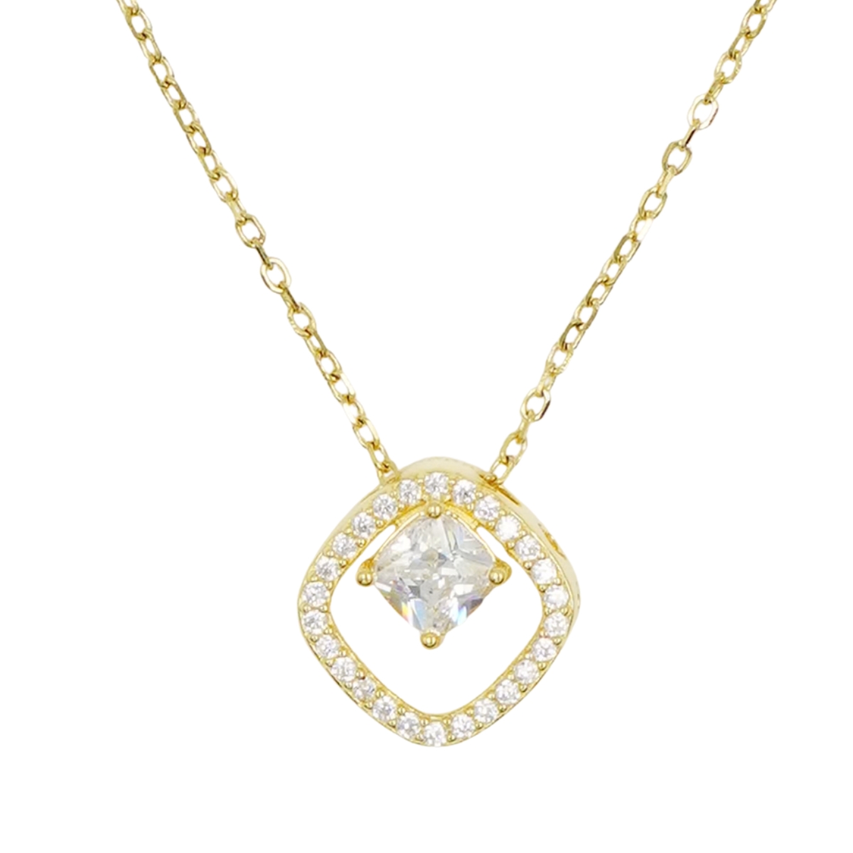 Collana Argento rombo con zirconi – Dorato