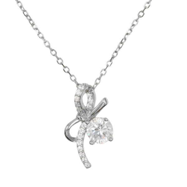 Collana Argento fiocco con zirconi - Rodiato