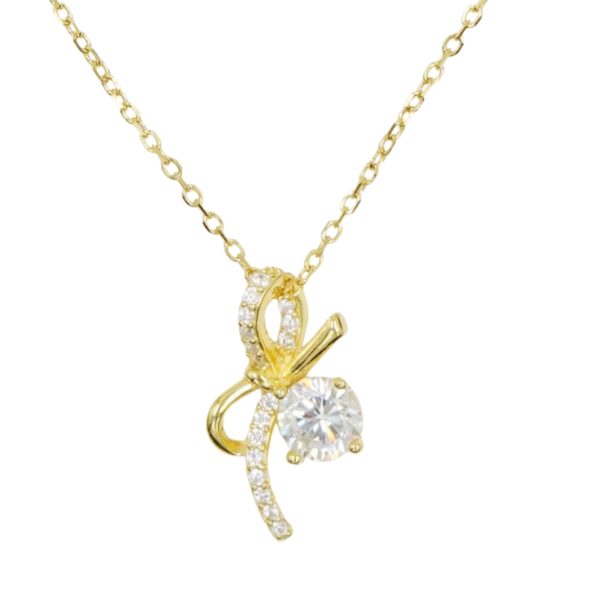 Collana Argento fiocco con zirconi - Dorato