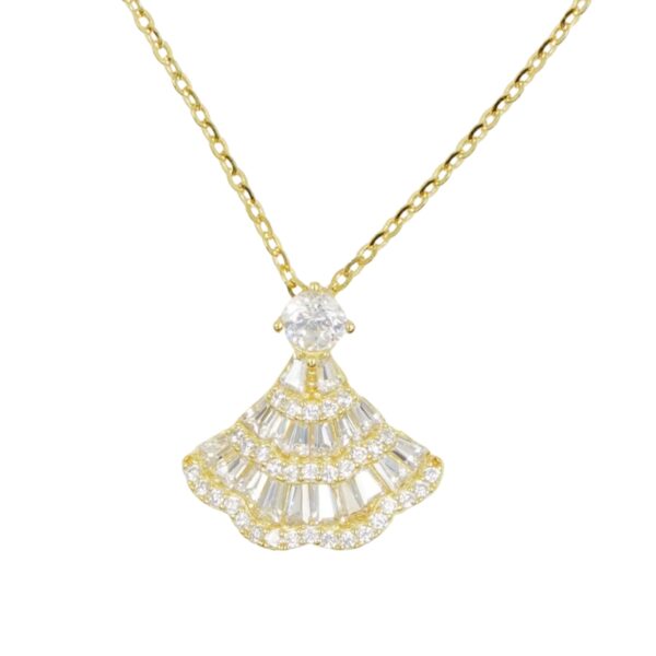 Collana Argento ventaglio con zirconi - Dorato