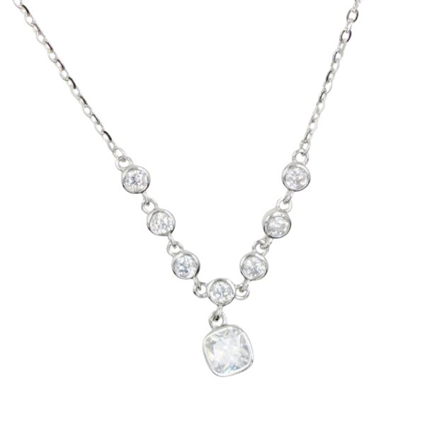 Collana Argento ciondolo con zircone - Rodiato