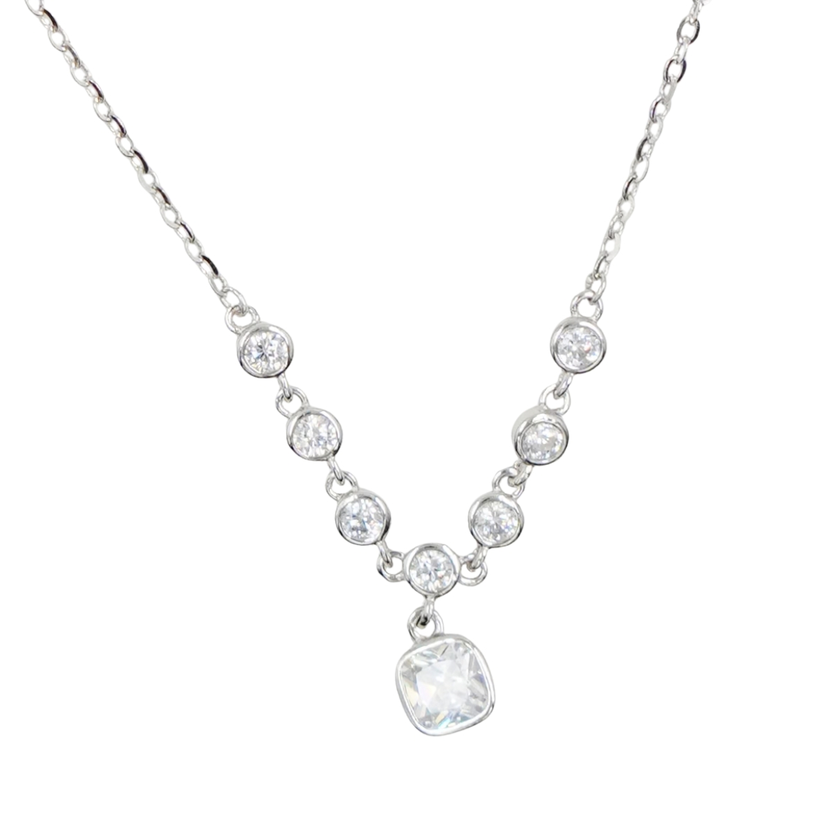 Collana Argento ciondolo con zircone - Rodiato