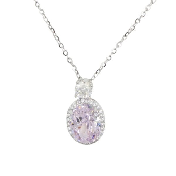Collana Argento con zircone rosa - Rodiato