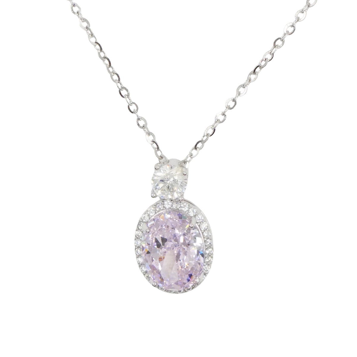Collana Argento con zircone rosa - Rodiato