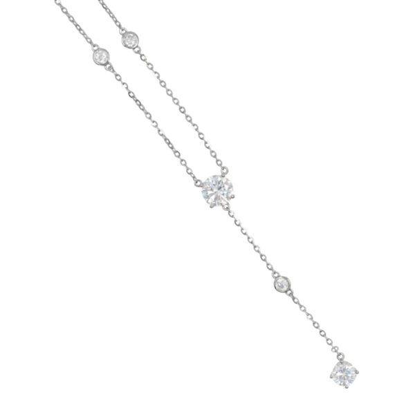 Collana Argento con 2 zirconi – Rodiato