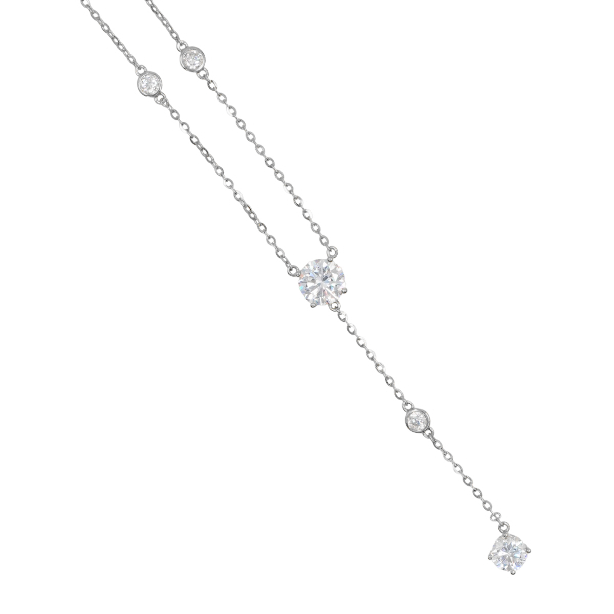 Collana Argento con 2 zirconi – Rodiato