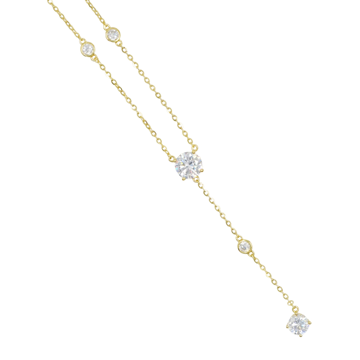 Collana Argento con 2 zirconi – Dorato
