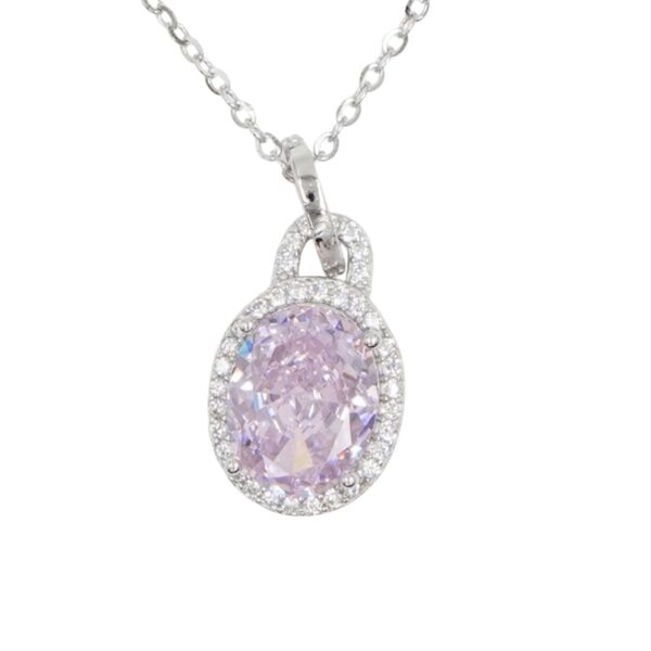 Collana Argento con zircone rosa - Rodiato