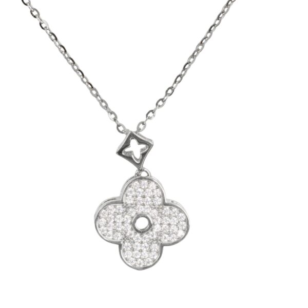 Collana Argento fiore con zirconi - Rodiato