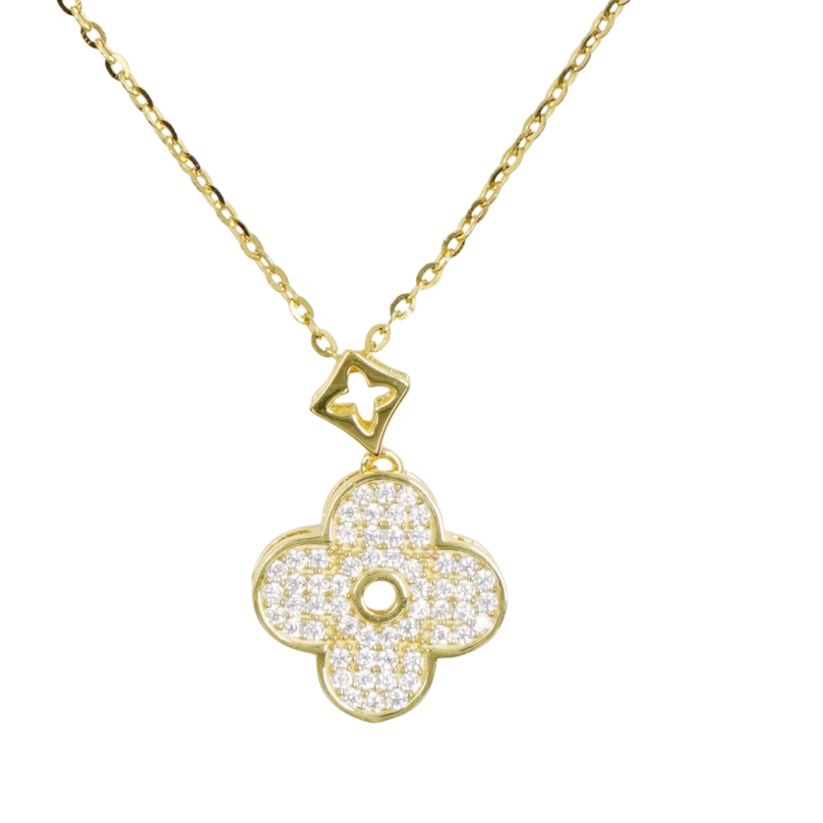 Collana Argento fiore con zirconi - Dorato