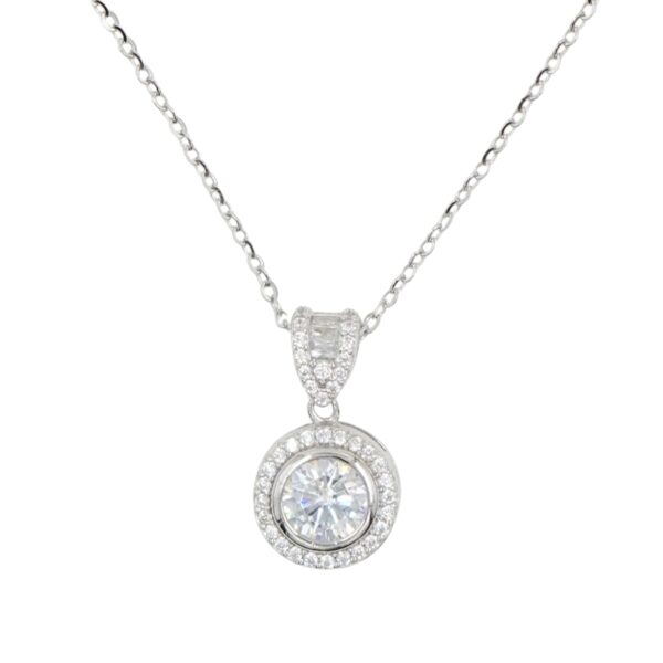 Collana Argento cerchio con zirconi - Rodiato