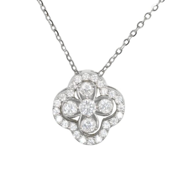 Collana Argento fiore con zirconi - Rodiato