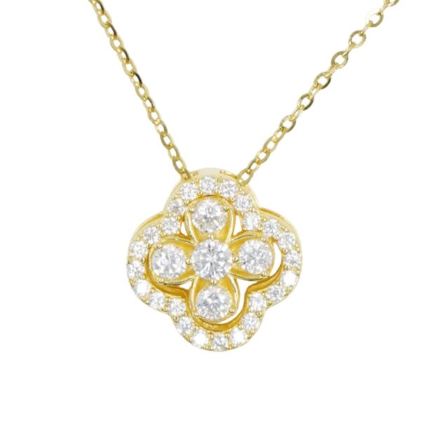 Collana Argento fiore con zirconi - Dorato