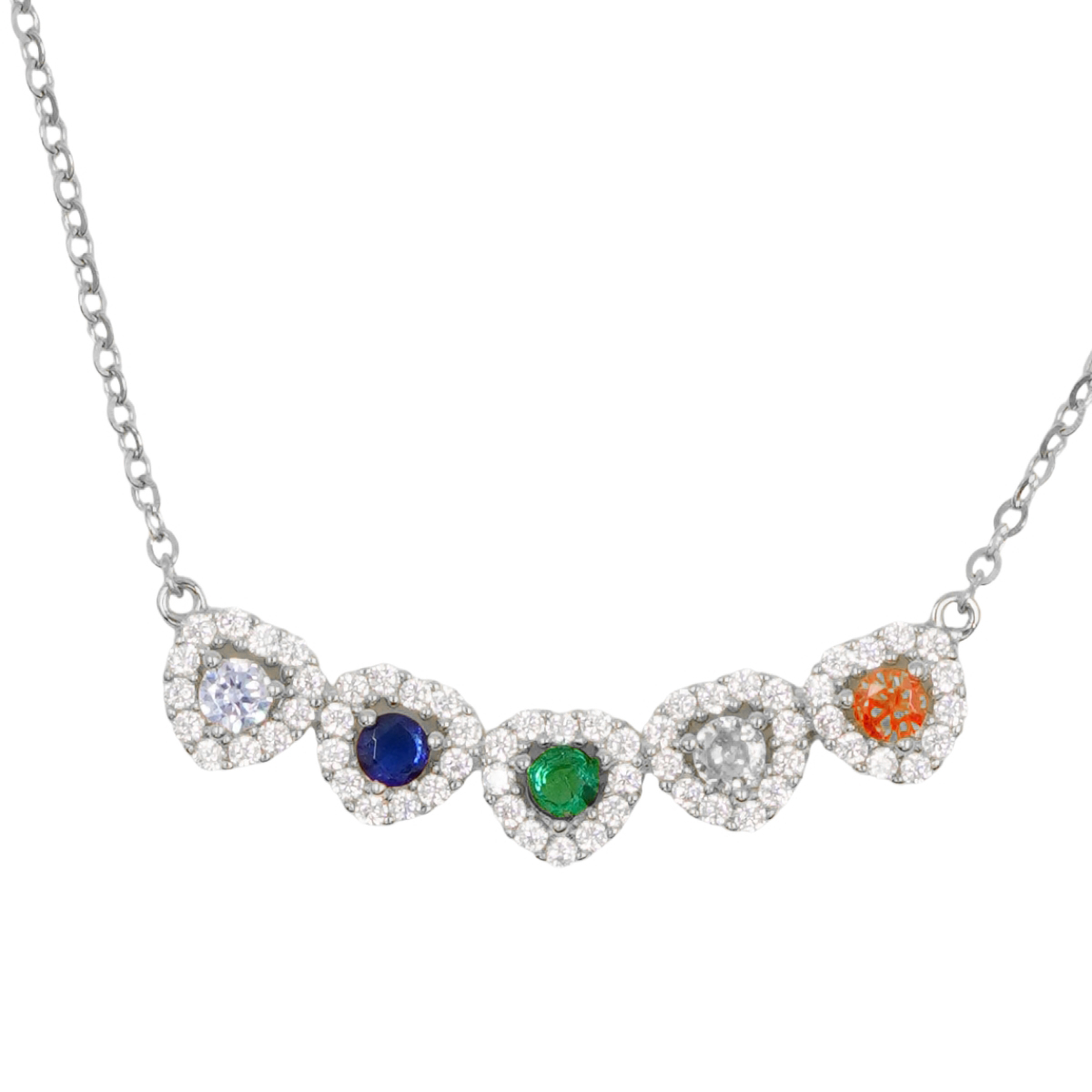 Collana Argento arco con zirconi multicolore - Rodiato