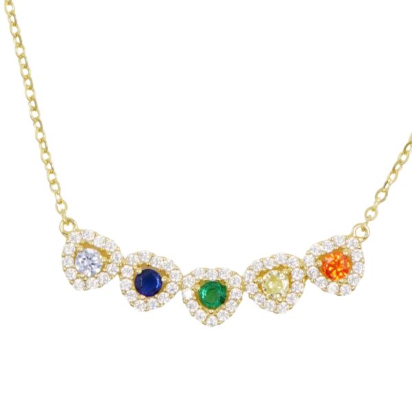 Collana Argento arco con zirconi multicolore - Dorato
