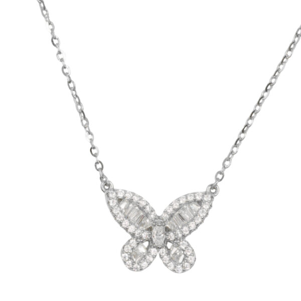 Collana Argento farfalla con zirconi - Rodiato