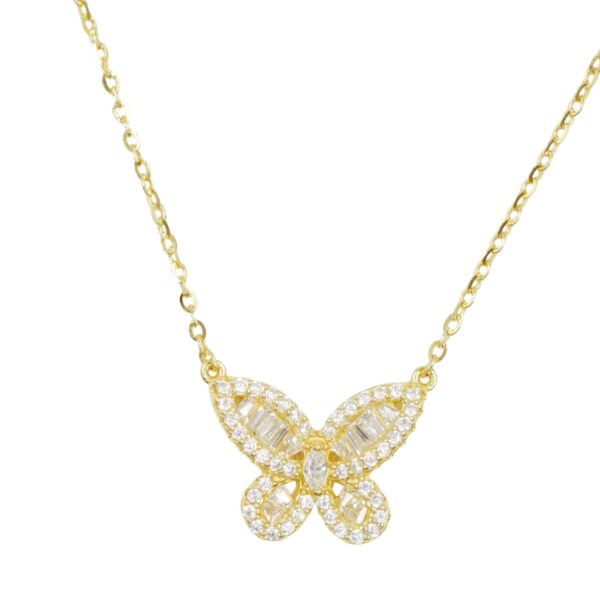 Collana Argento farfalla con zirconi - Rodiato