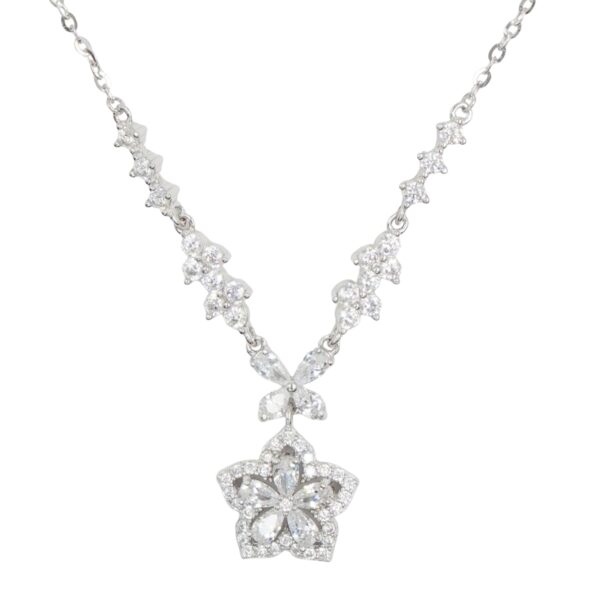 Collana Argento stella con zirconi - Rodiato