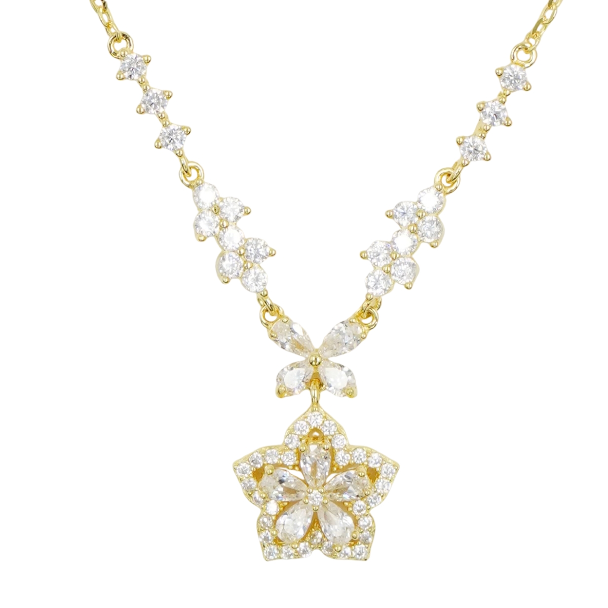 Collana Argento stella con zirconi - Dorato
