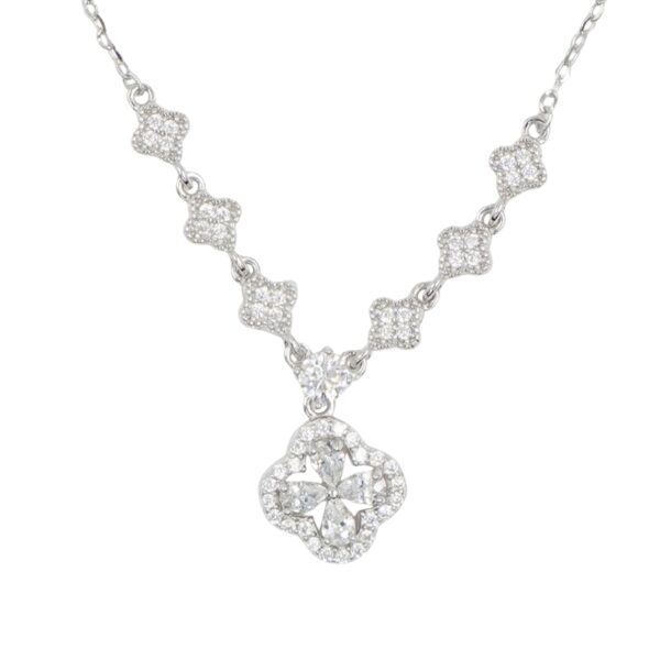 Collana Argento fiore con zirconi - Rodiato