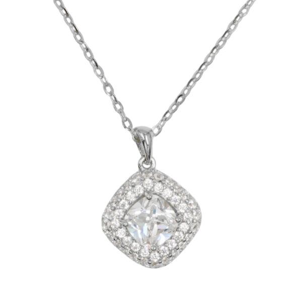 Collana Argento rombo con zirconi - Rodiato