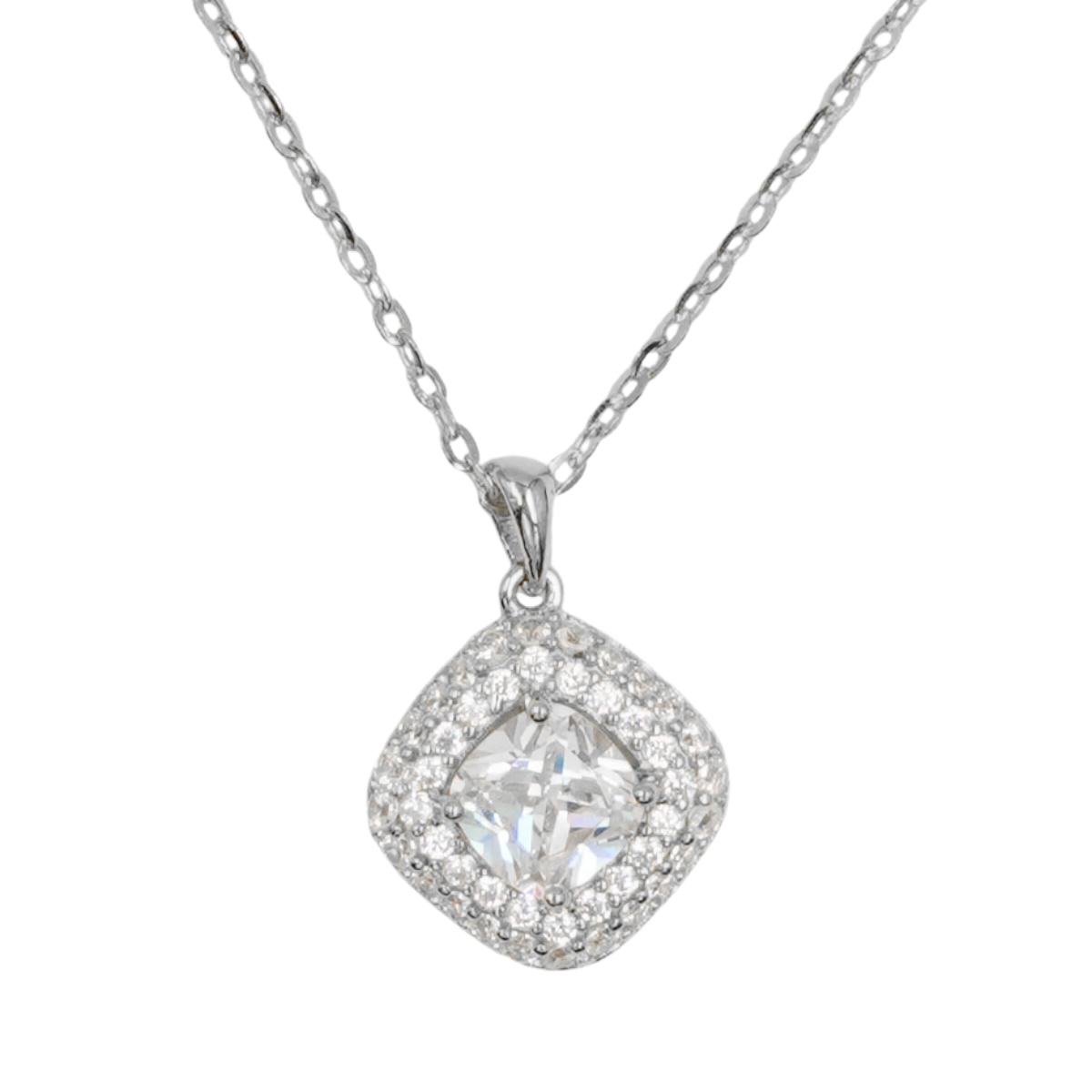 Collana Argento rombo con zirconi - Rodiato