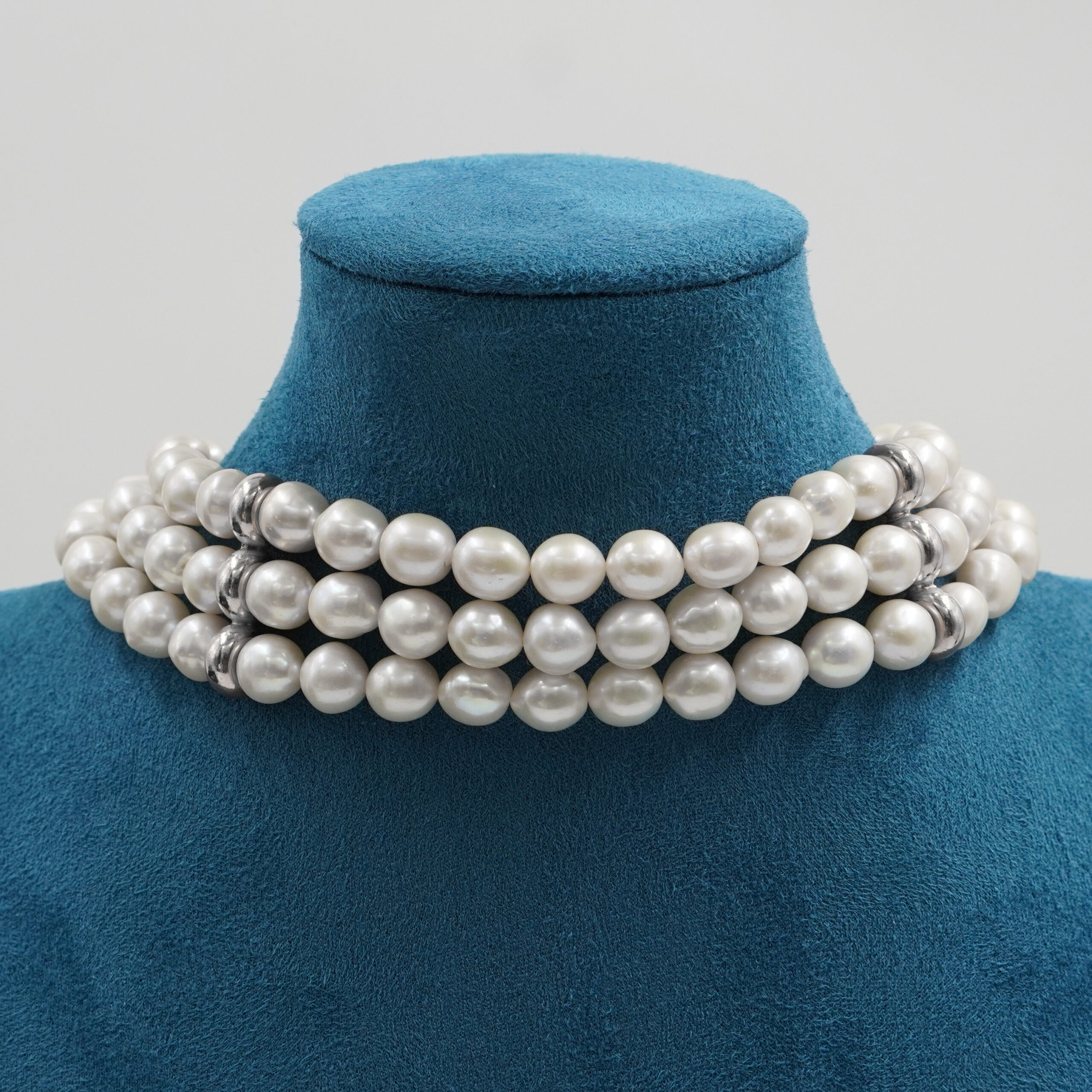 Collana in perle, chiusura argento rodiato - immagine 2