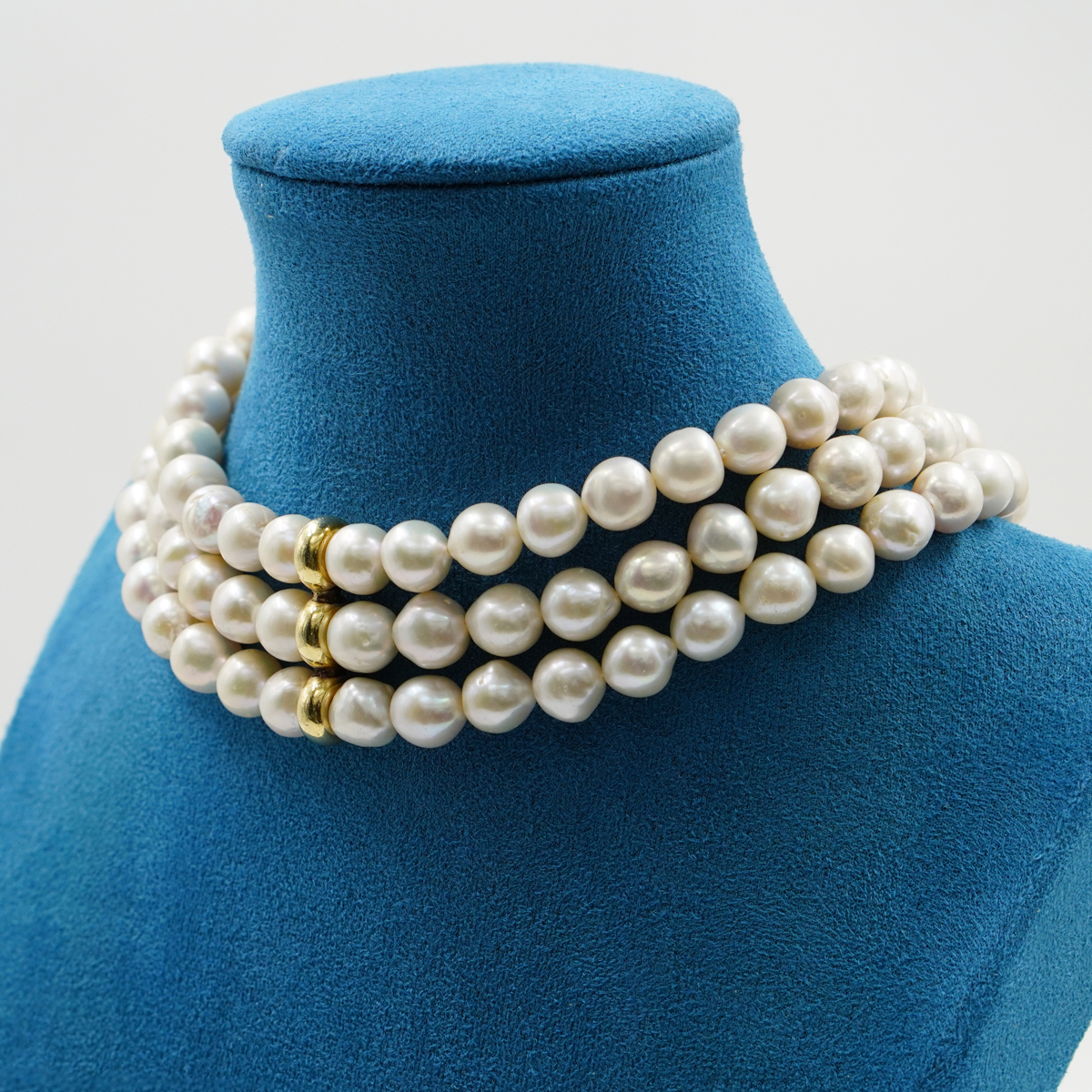 Collana in perle, chiusura argento dorato