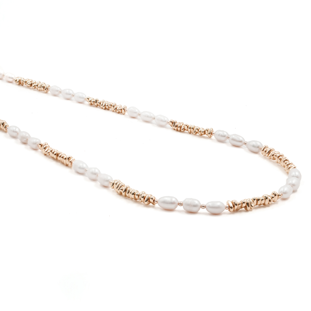 Collana in ematite, perla, chiusura argento rosè