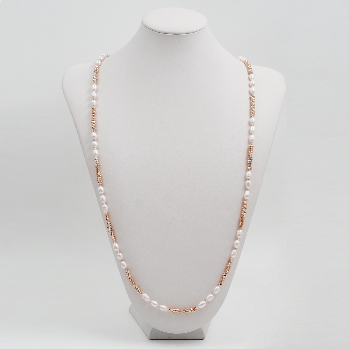 Collana in ematite, perla, chiusura argento rosè - immagine 2
