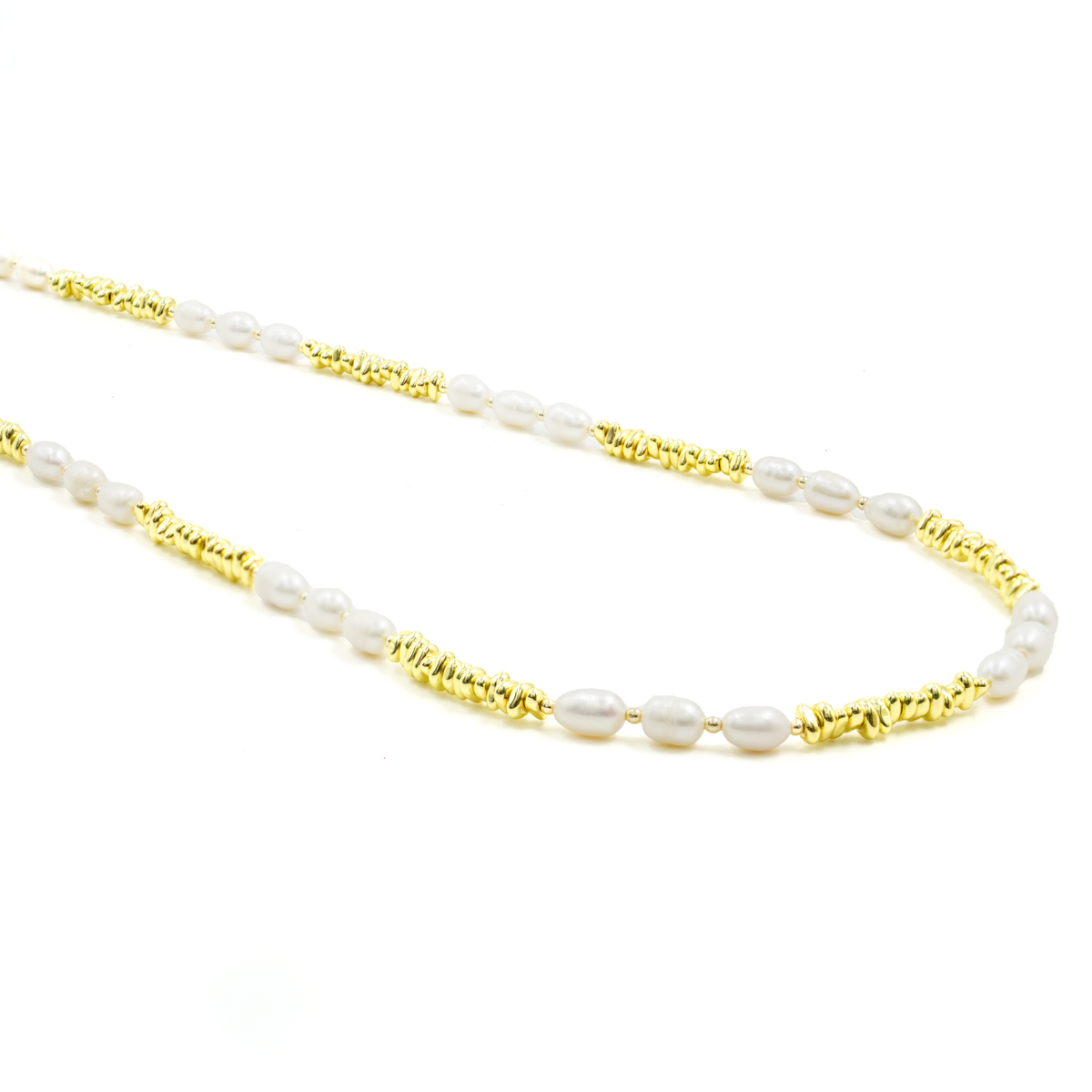 Collana in ematite, perla, chiusura argento dorata