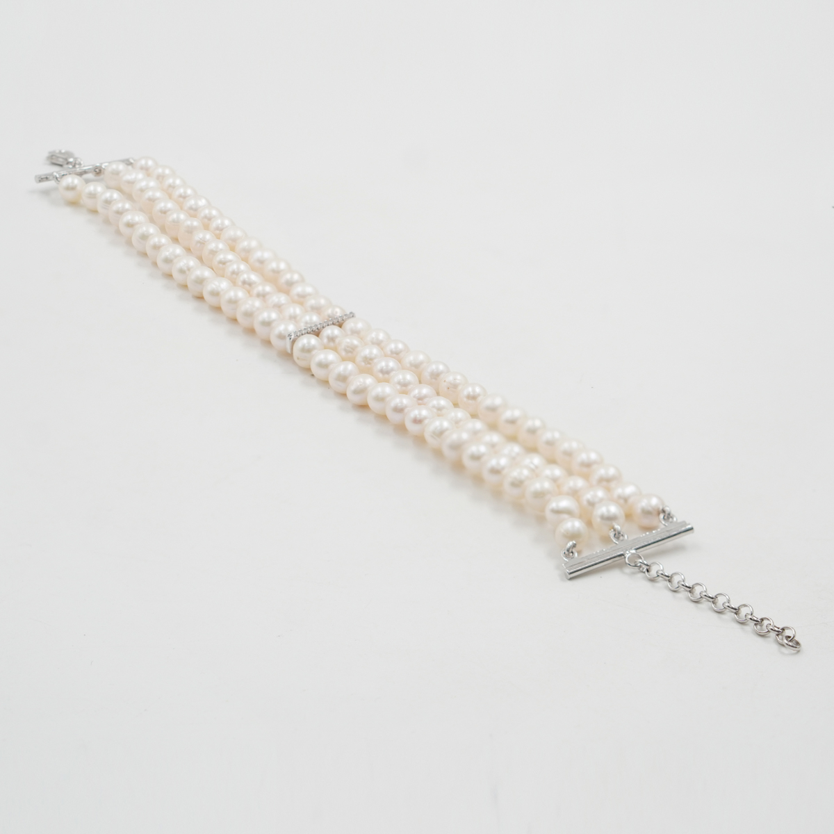 Bracciale perle, chiusura argento