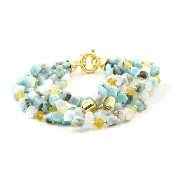 Bracciale larimar, opale, chiusura argento