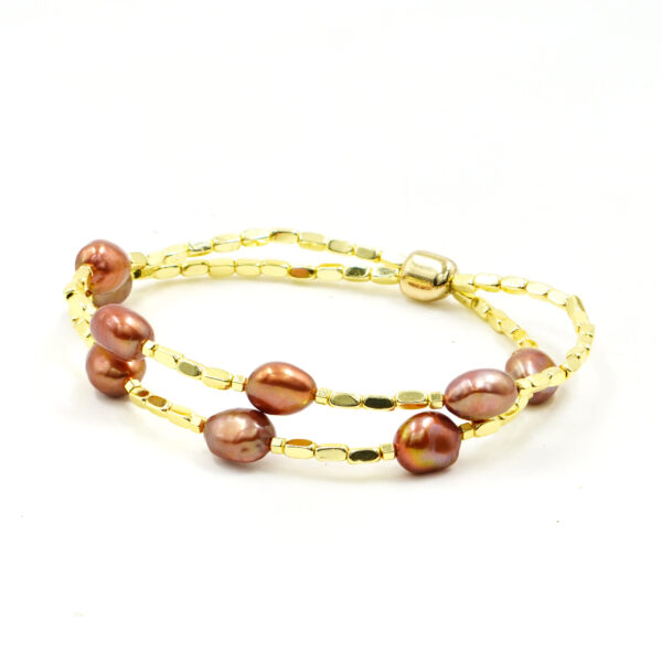 Bracciale Elastico ematite dorata, perla